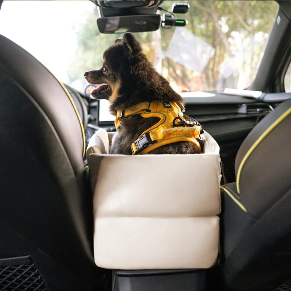 portable travel faux leather waterproof center console pet car seat 15