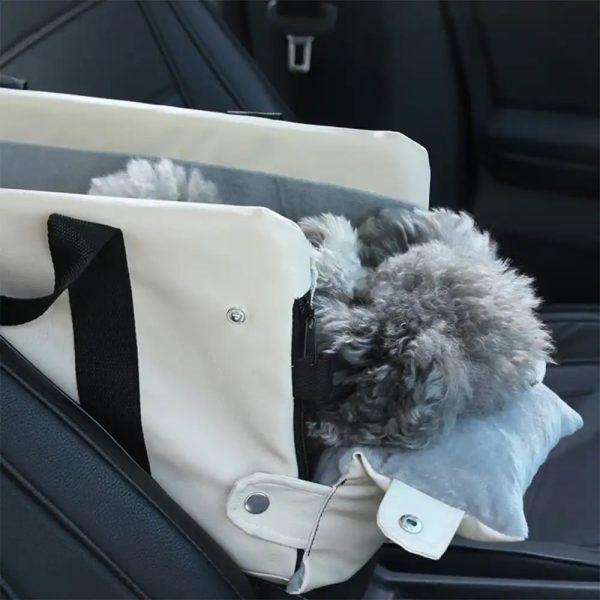 portable travel faux leather waterproof center console pet car seat 16
