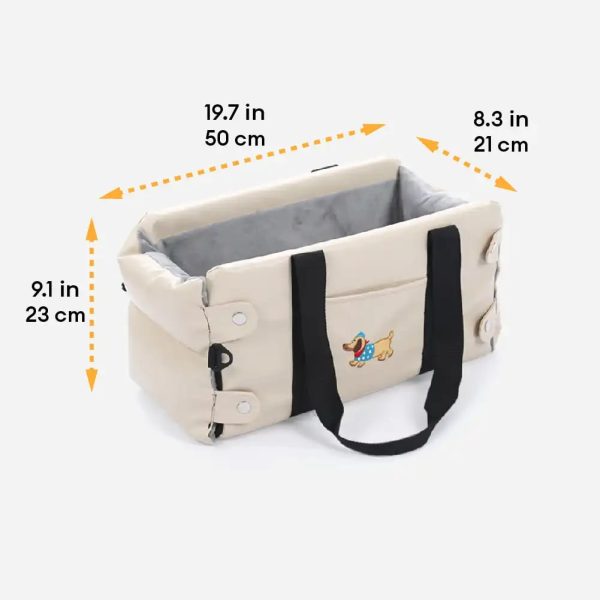 portable travel faux leather waterproof center console pet car seat 24
