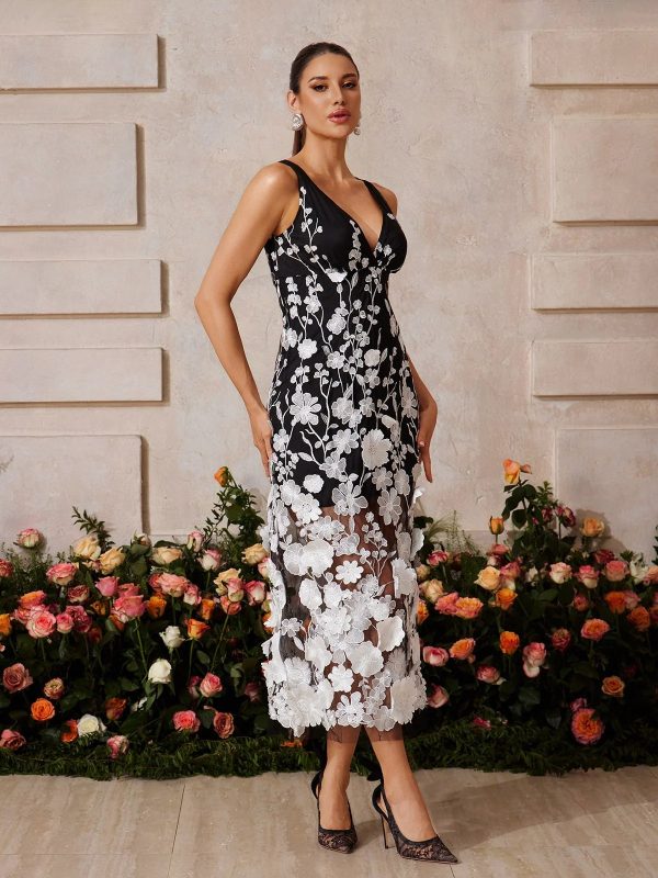 quoril v neck flower embroidered midi dress 15