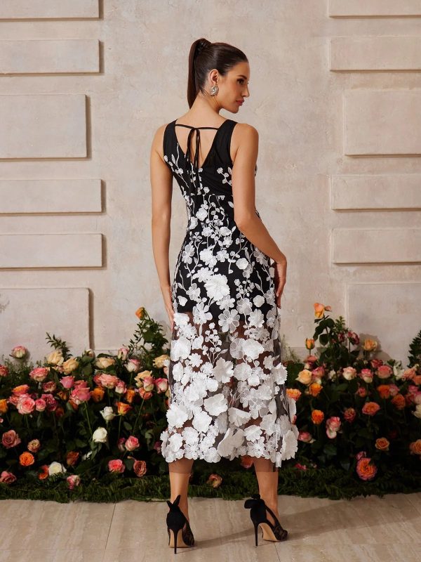 quoril v neck flower embroidered midi dress 16