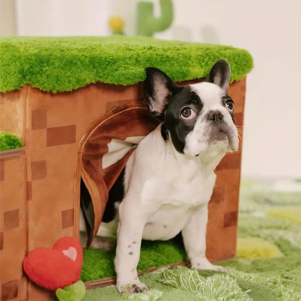 retro pixel handcrafted foldable pet stairs with storage 15
