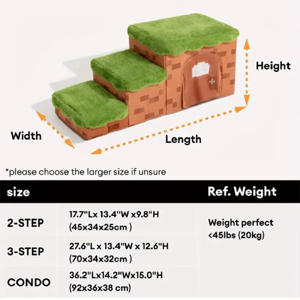 retro pixel handcrafted foldable pet stairs with storage 19