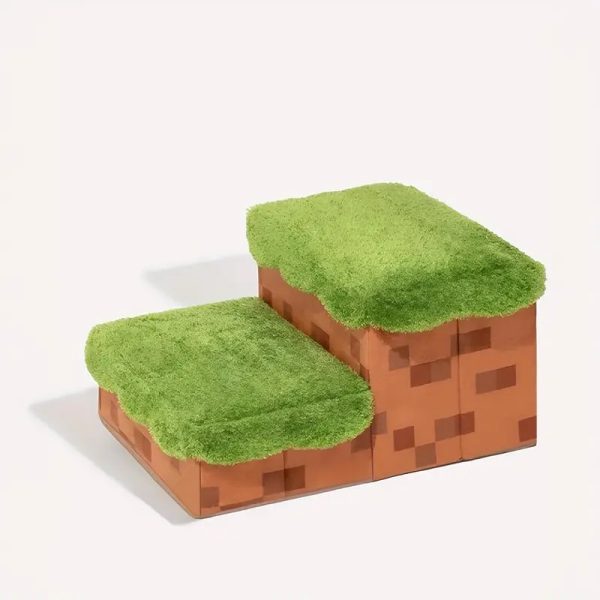 retro pixel handcrafted foldable pet stairs with storage 20