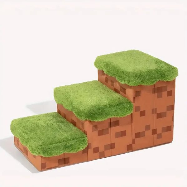 retro pixel handcrafted foldable pet stairs with storage 21
