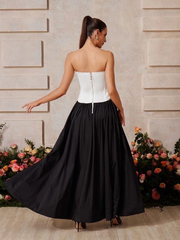 rexmir strapless ruched maxi dress in black 16