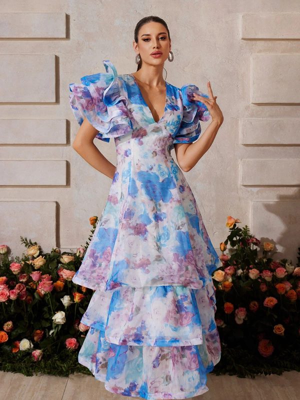rivyn v neck floral printed maxi dress in blue 13