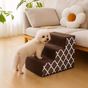 stylish woven anti skid high resilience foam dog steps for beds & couches 11