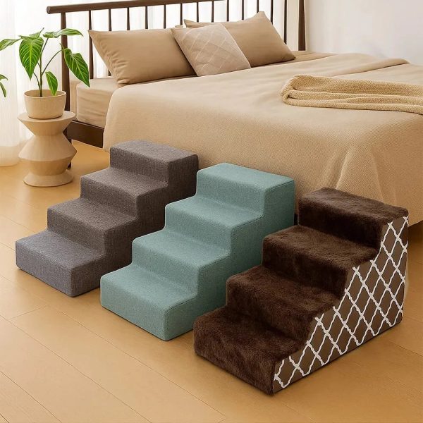stylish woven anti skid high resilience foam dog steps for beds & couches 18