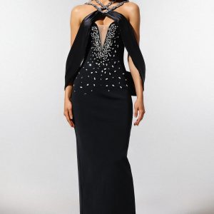 uaelyth halterneck rhinestone bandage maxi dress in black 11 uaelyth halterneck rhinestone bandage maxi dress in black 11