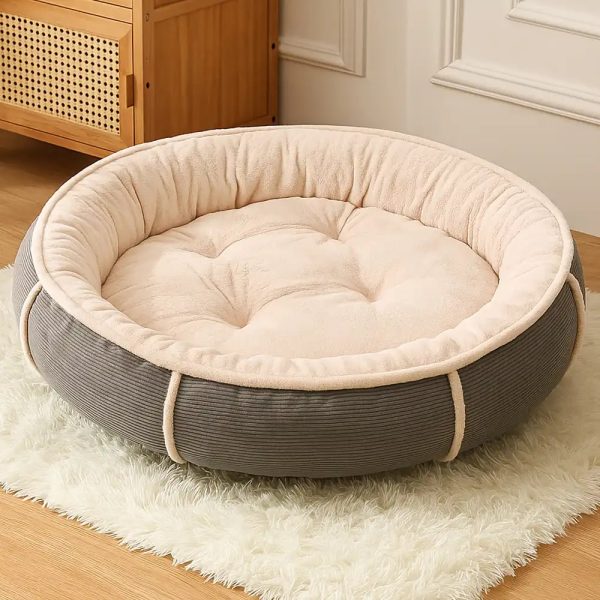 ultra plush corduroy anti anxiety donut dog bed 14
