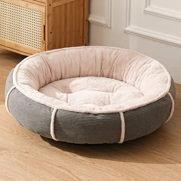 ultra plush corduroy anti anxiety donut dog bed 17