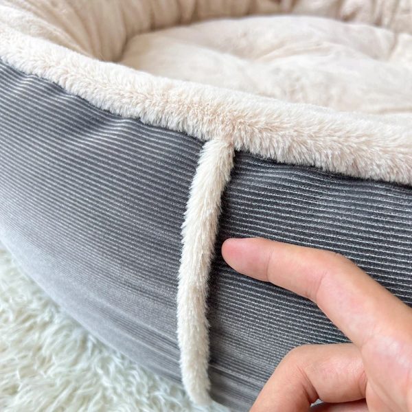 ultra plush corduroy anti anxiety donut dog bed 18