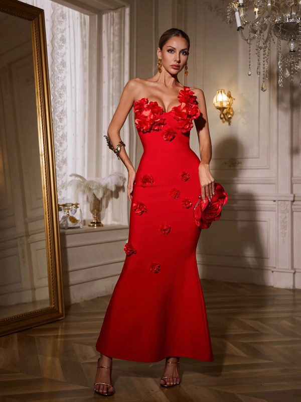 uryndis one shoulder flower bandage maxi dress 14