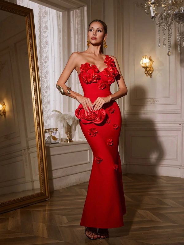 uryndis one shoulder flower bandage maxi dress 15
