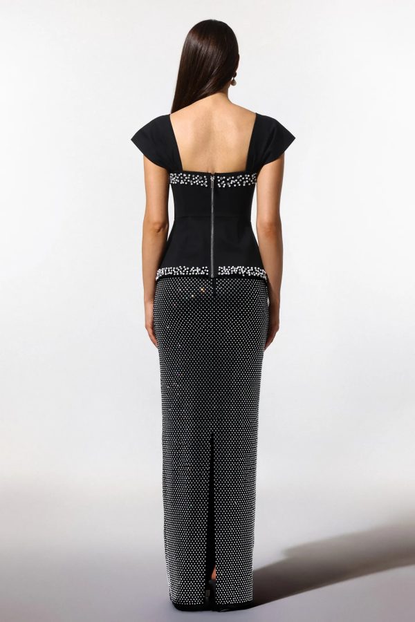 vercia off the shoulder diamond bandage maxi dress 16
