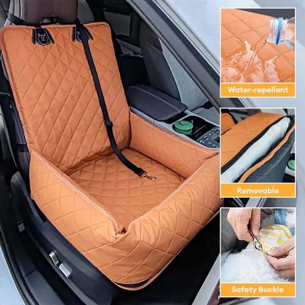 water repellent pu leather scratch resistant car travel dog car seat bed 15