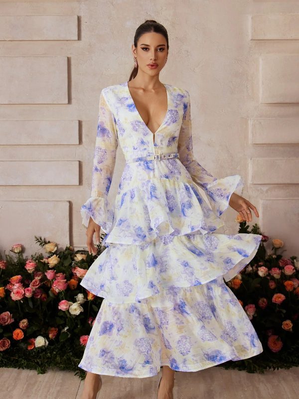 yaeltric plunge neck floral tiered maxi dress 13