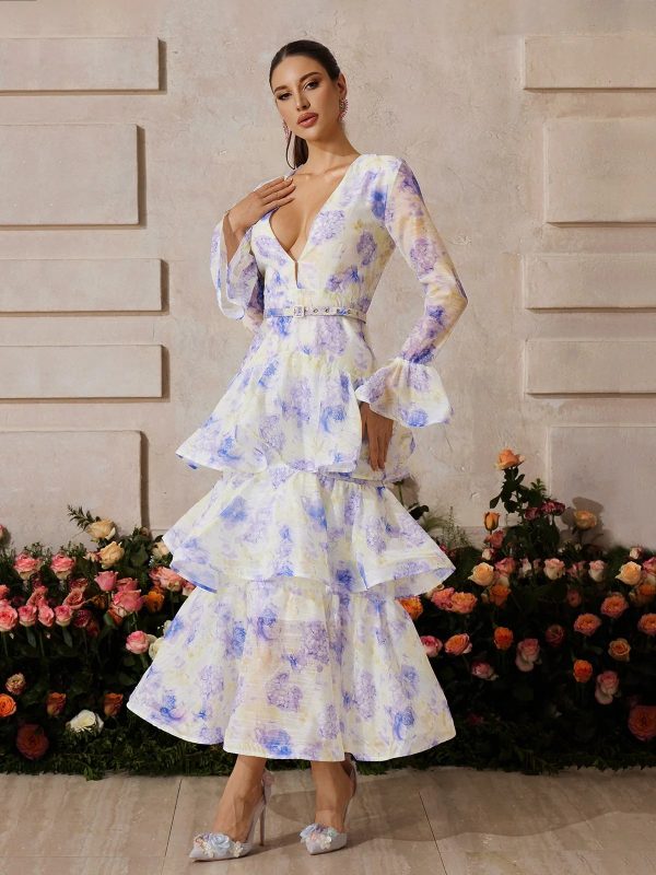 yaeltric plunge neck floral tiered maxi dress 14