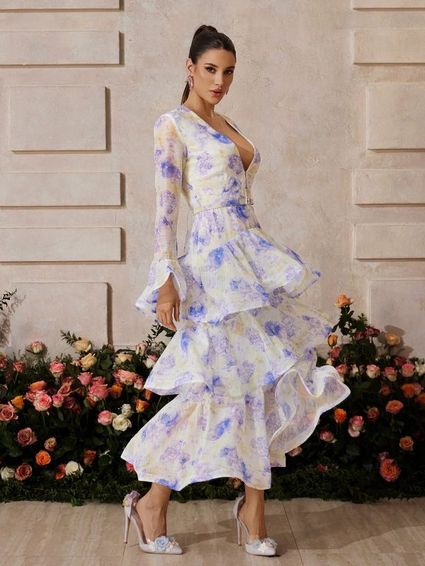 yaeltric plunge neck floral tiered maxi dress 15