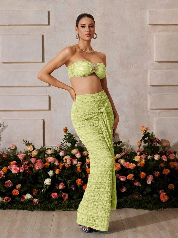 zyrndis strapless seashell skirt set in green 13