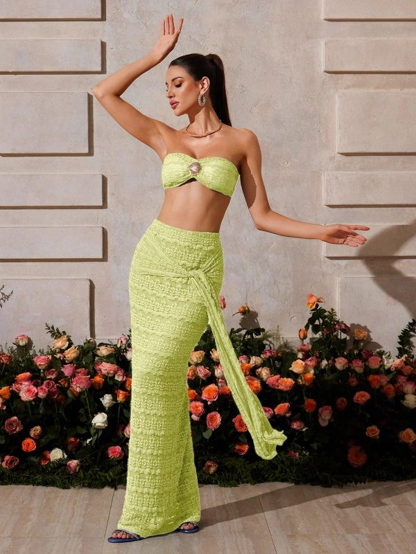 zyrndis strapless seashell skirt set in green 15
