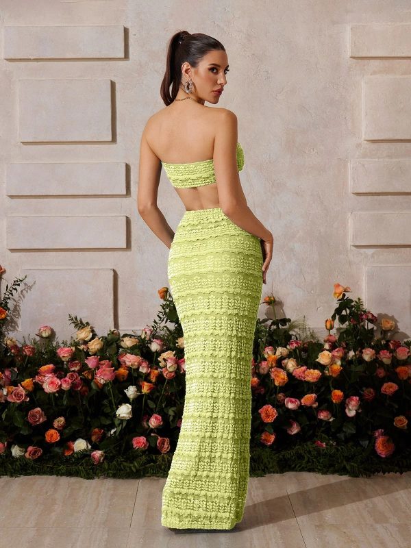 zyrndis strapless seashell skirt set in green 16