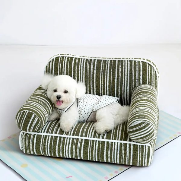 chenille striped jacquard velvet dog sofa bed 12