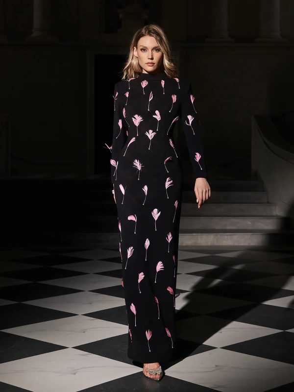evyra cutout feather split maxi dress 12