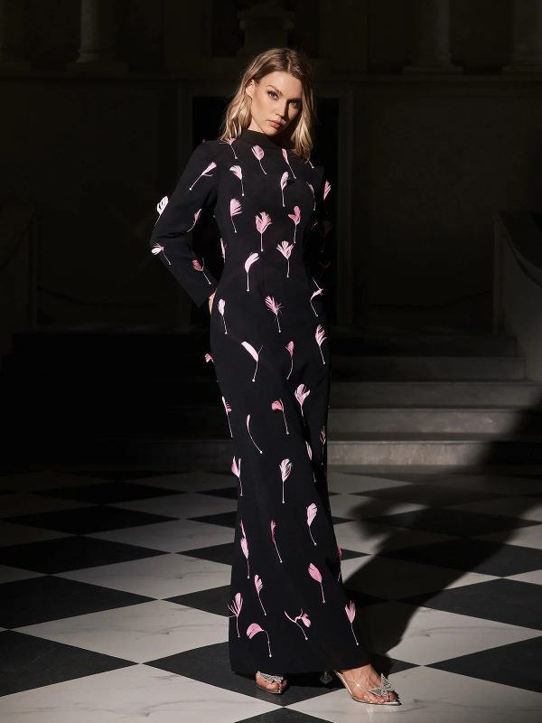 evyra cutout feather split maxi dress 15