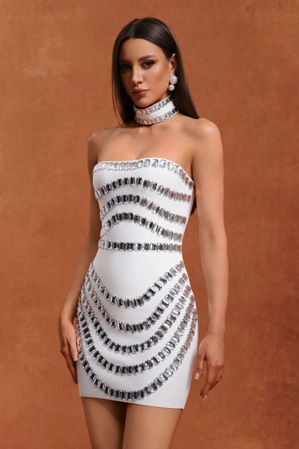 florelle diamond bandage mini dress with choker 13