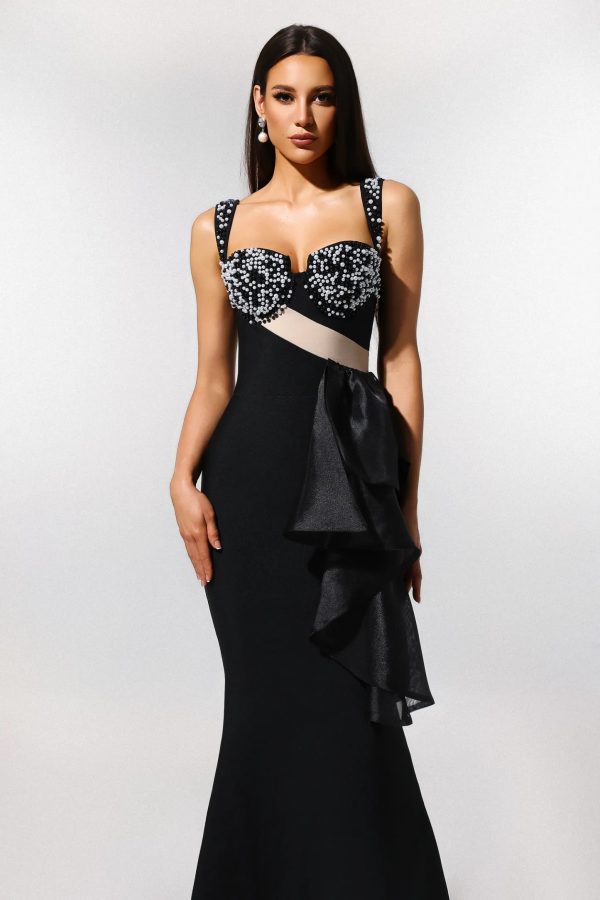 havera sleeveless pearl mesh bandage maxi dress 12