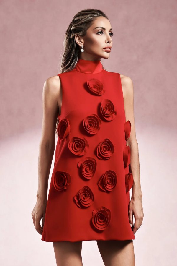 jacqueline sleeveless high collar flowers mini dress 14