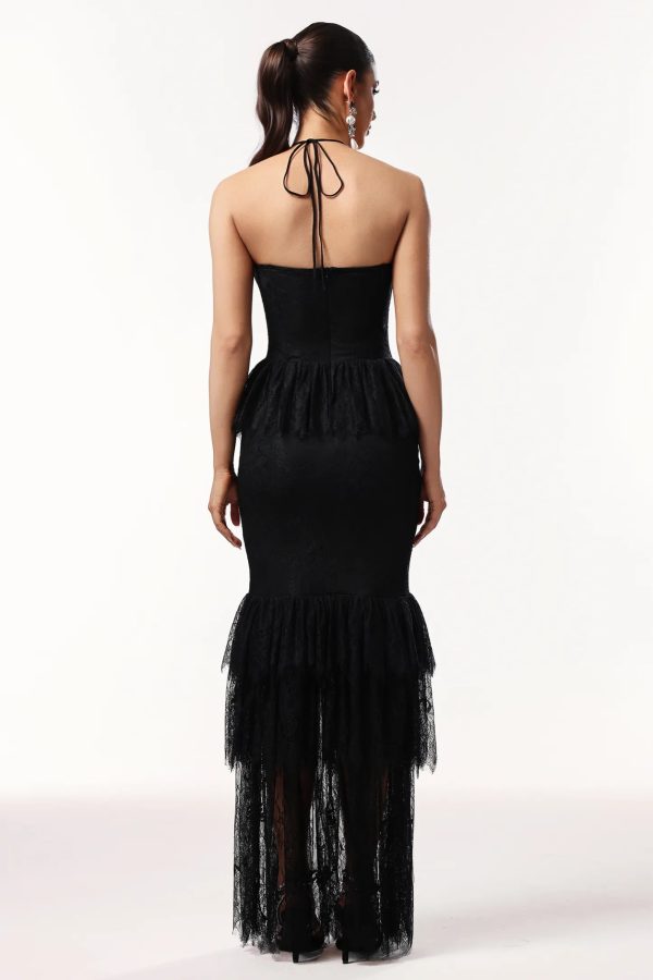 kasuni halter sleeveless lace maxi dress 16