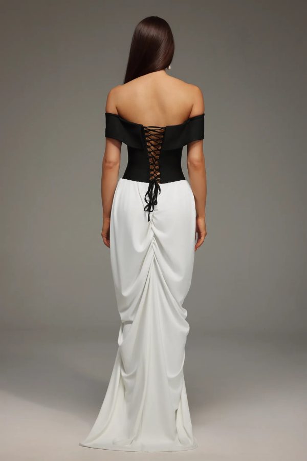 leha off the shoulder bandage maxi dress 16