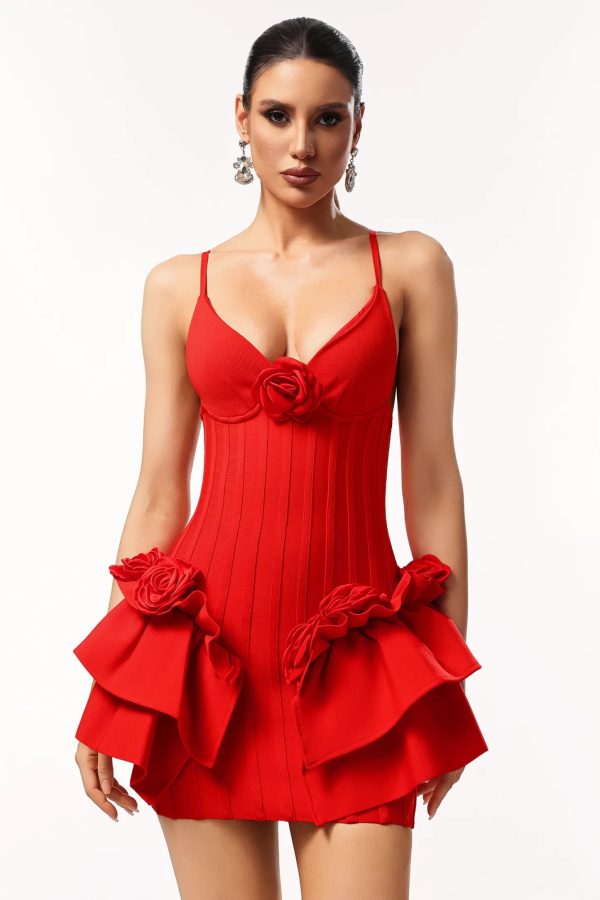 liama sleeveless flower bandage mini dress 12