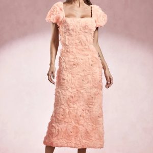 maci short sleeve flowers maxi dress 11
