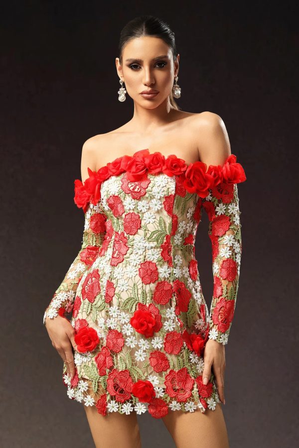 marcia off the shoulder long sleeves flower mini dress 12
