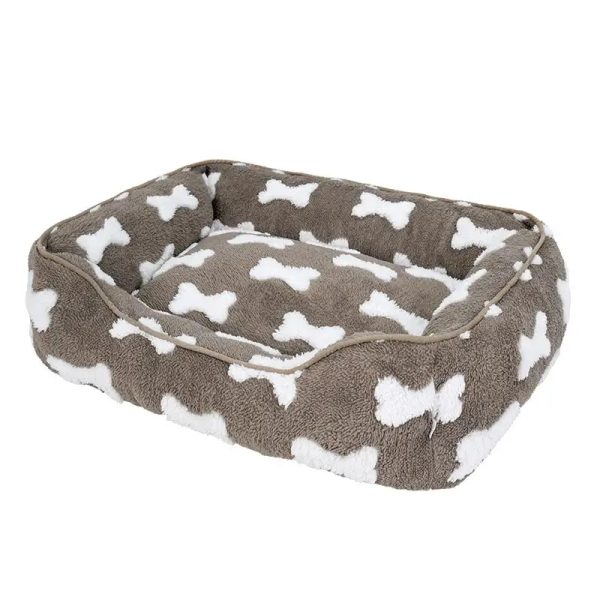 plush bone pattern square deep sleep dog bed 17
