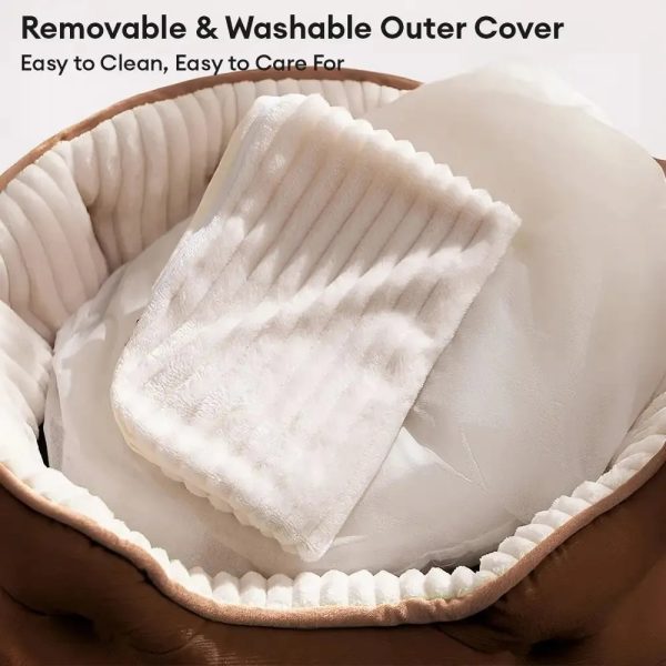 plush warm comfortable round deep sleep dog bed 18