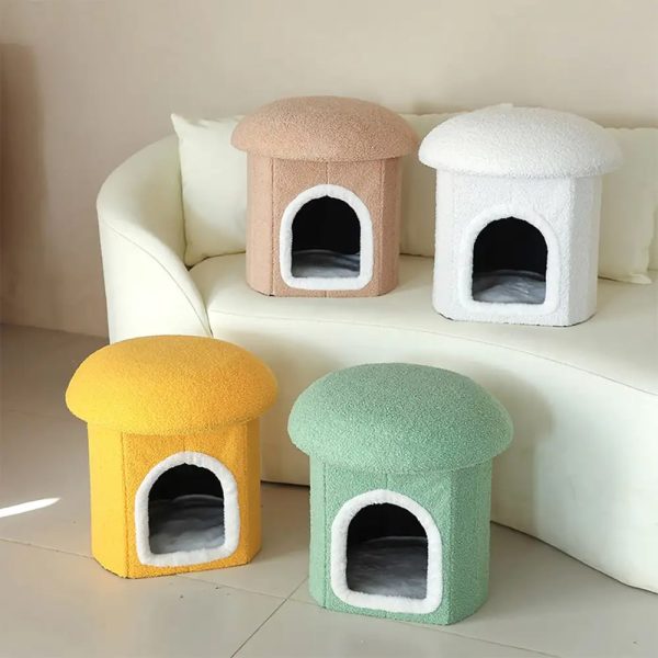 portable home ottoman pet house foldable condo cat cave 12