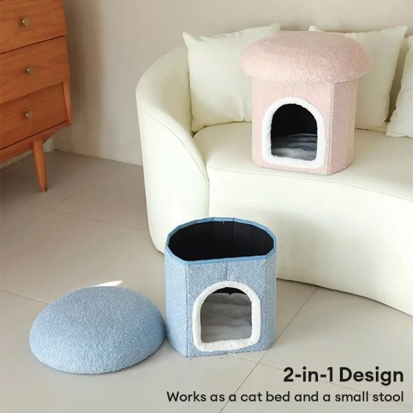 portable home ottoman pet house foldable condo cat cave 14