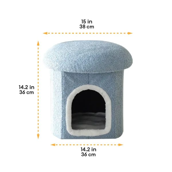 portable home ottoman pet house foldable condo cat cave 19