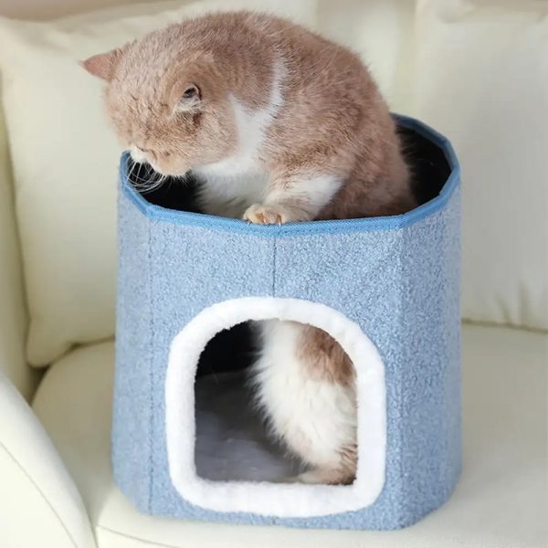 portable home ottoman pet house foldable condo cat cave 20