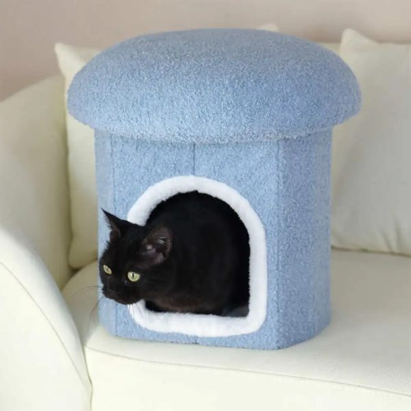 portable home ottoman pet house foldable condo cat cave 21