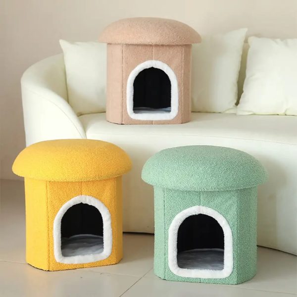 portable home ottoman pet house foldable condo cat cave 28