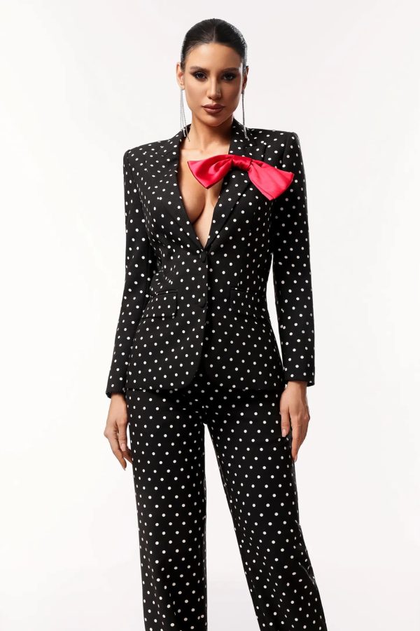 qerly long sleeves polka pot bow maxi two piece set 12