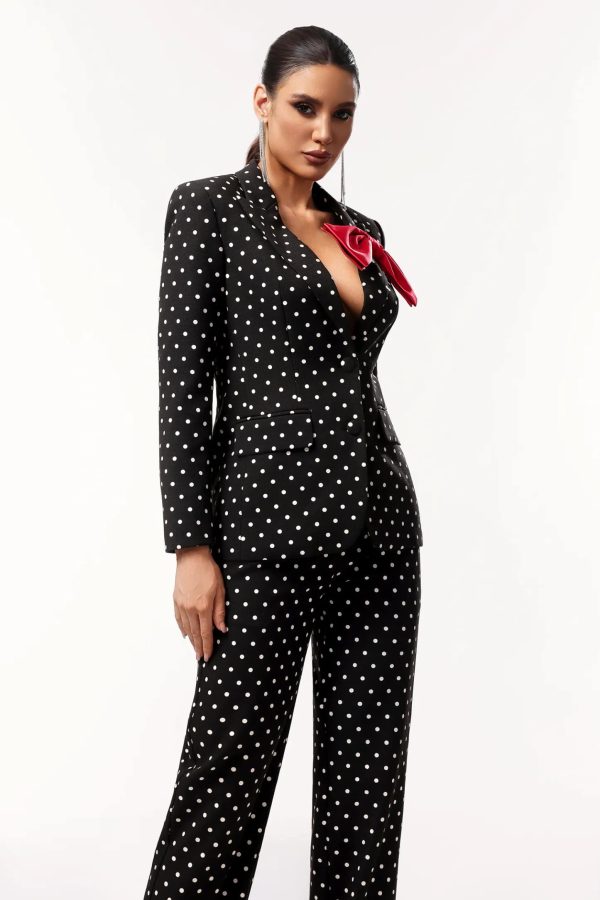qerly long sleeves polka pot bow maxi two piece set 14