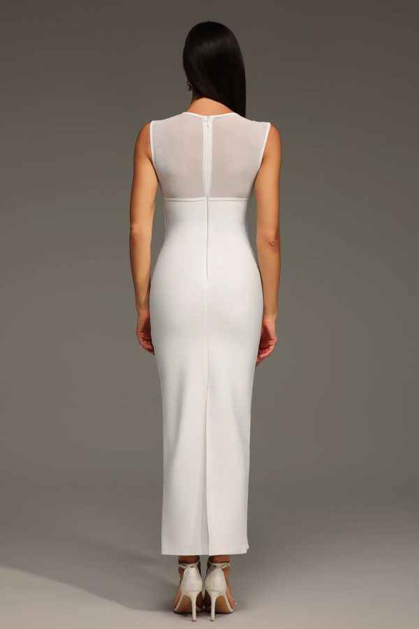 quinn sheer mesh sleeveless bandage maxi dress 16