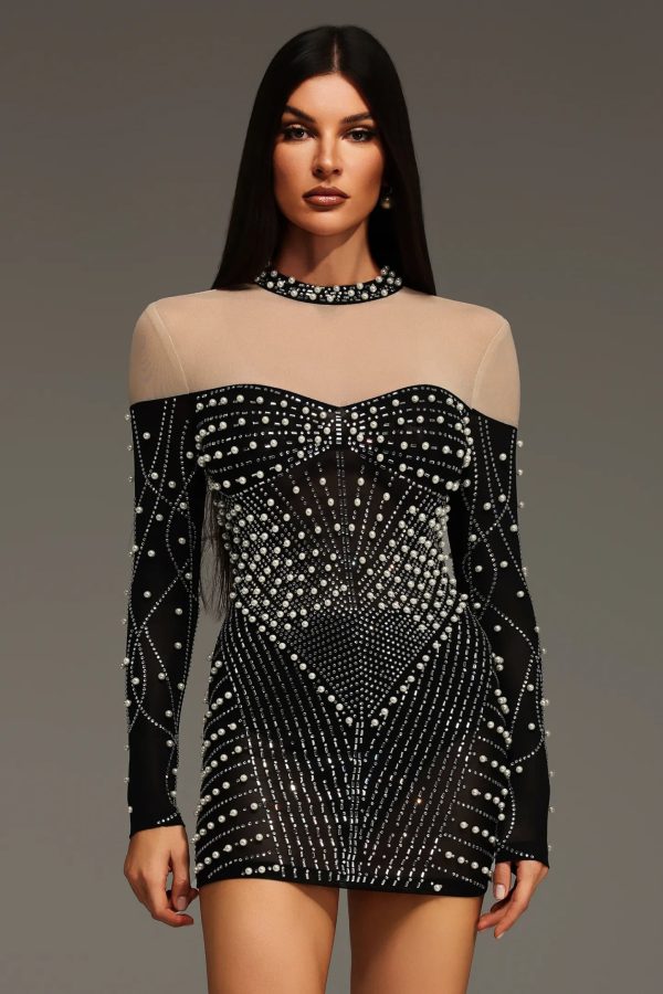 zavan long sleeves diamond pearl mini dress 12